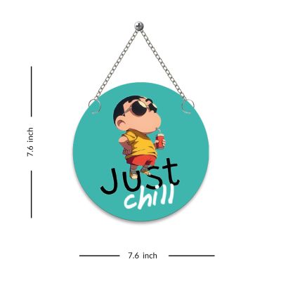 Just Chill Cartoon Round Wall Hanging Fun Kids' Room Decor  Shin-chan Theme Anime Character Wall Art  Birthday Gift for Boys, Girls & Anime Lovers
